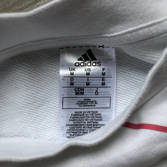 adidas Women's White Essentials Giant Logo Brand Love Pullover Sweatshirt - Picture 6 of 9